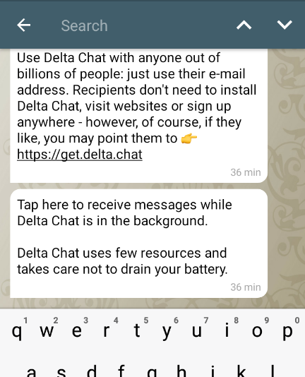 Search through chats in the Android App