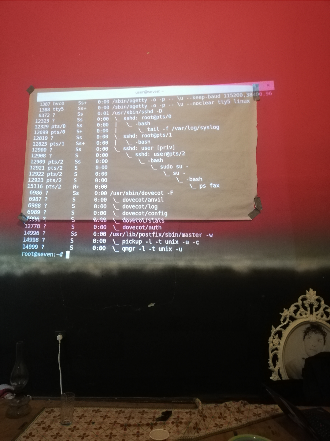 A command line, projected on the
wall.