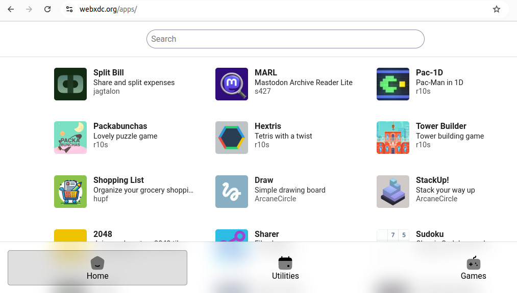 screenshot of new web app store view on a desktop browser