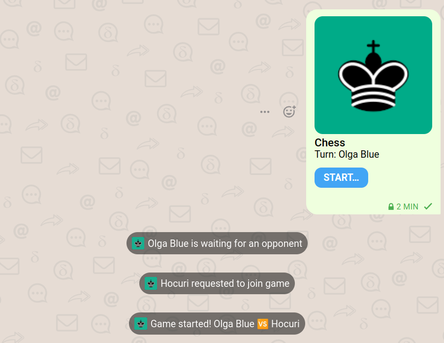 view on a chat where a chess-app challenge is arranged